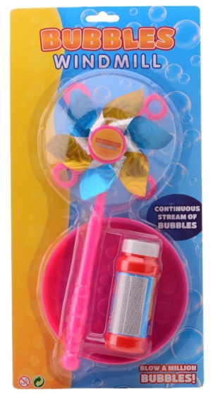 Johntoy bellenblaas met windmolen roze 15 cm