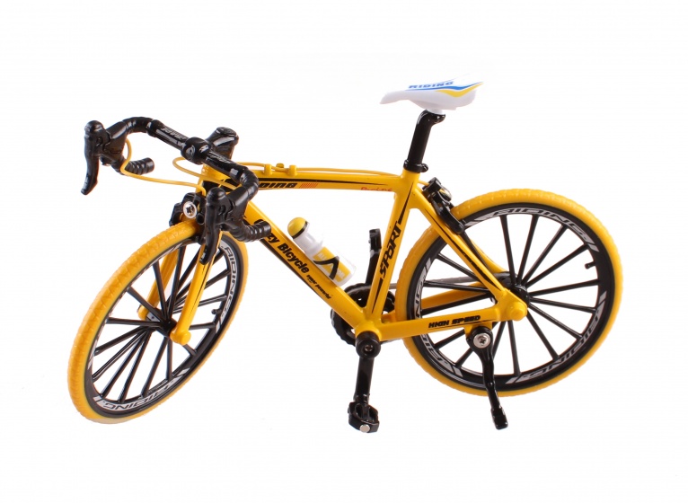 Johntoy miniatúrny model cestného bicykla tlakovo odliaty 18 x 5 x 10 cm 1:10 žltý