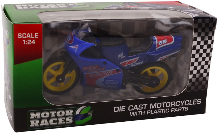 Johntoy motor Super Bike 68 junior 1:24 tlakový odliatok modrá/žltá
