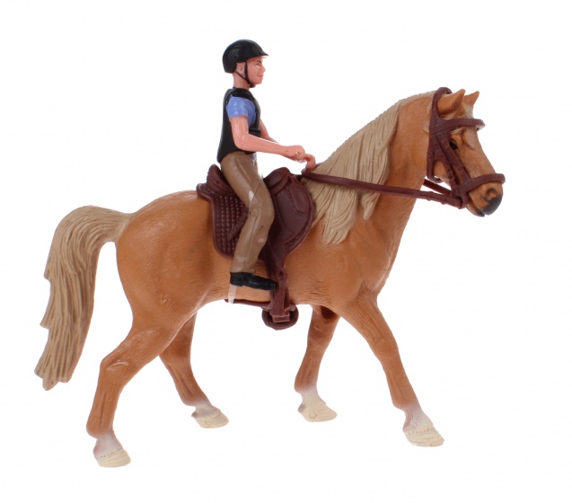 Johntoy paardenspeelset ruiter met paard bruin 11 cm