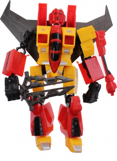 Jonotoys robot transformer auto rood/geel 18 cm