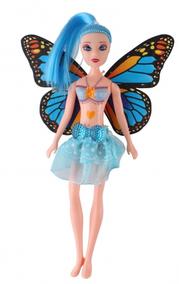 Jonotoys tienerpop met vleugels fairy princess 20 cm blauw
