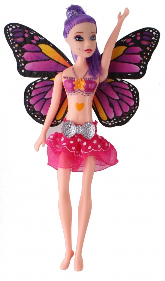 Jonotoys tienerpop met vleugels fairy princess 20 cm paars