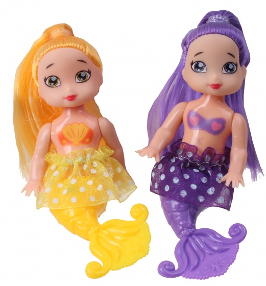 Jonotoys tienerpop zeemeermin meisjes 11,5 cm geel/paars