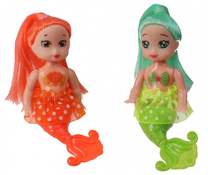Jonotoys tienerpop zeemeermin meisjes 11,5 cm oranje/groen