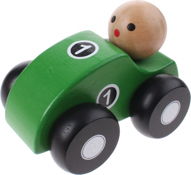 wooden race car green 10 cm