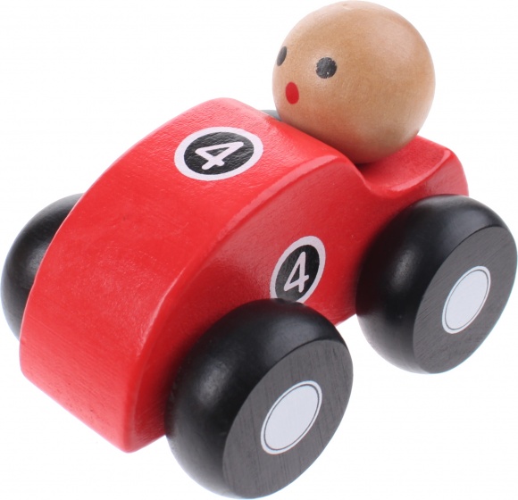 wooden racing car red 10 cm