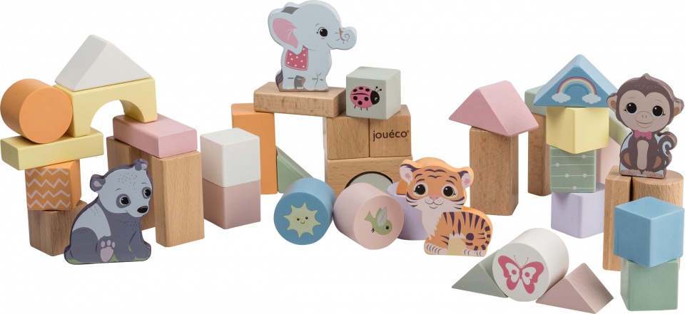 Jouéco stapelblokken The Wildies Family hout 50 stuks Jouéco stapelblokken The Wildies Family hout 50 stuks