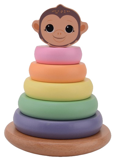 Jouéco stapeltoren the wildies family aap 14 cm hout 7 delig