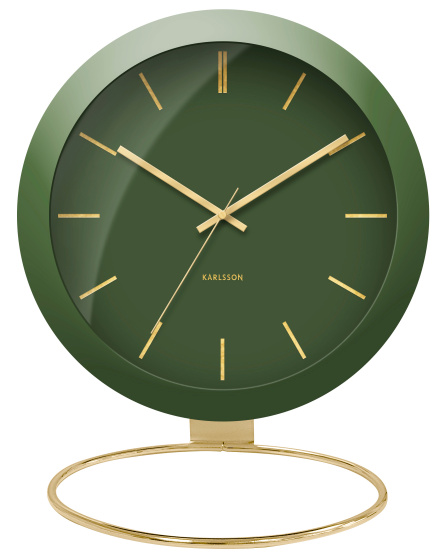 Karlsson tafelklok Globe 21cm staal legergroen/goud Karlsson tafelklok Globe 21cm staal legergroen/goud
