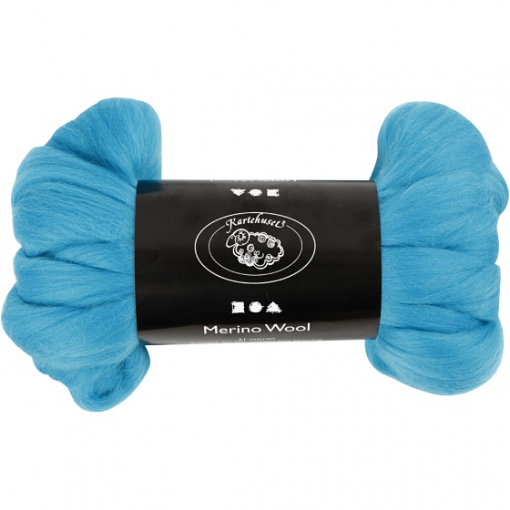 Kartehuset wol merino 21 micron turquoise 100 gram per bol