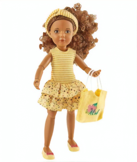 Käthe Kruse tienerpop met krulhaar en zomerse outfit 23 cm