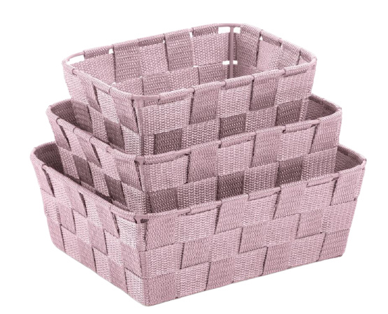 Kela badkamermanden Alvaro 19,5 21,5 24 cm roze 3 delig Kela badkamermanden Alvaro 19,5 21,5 24 cm roze 3 delig