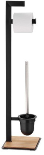 Kela držiak na toaletný papier a kefa Dub 82 x 20 cm oceľová čierna