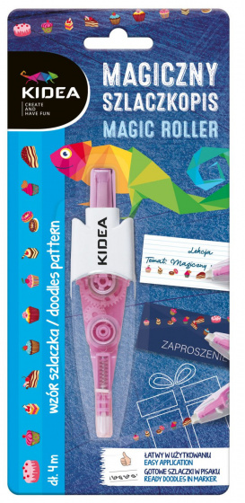 Kidea decoratietape eten magic roller 4 m roze/wit