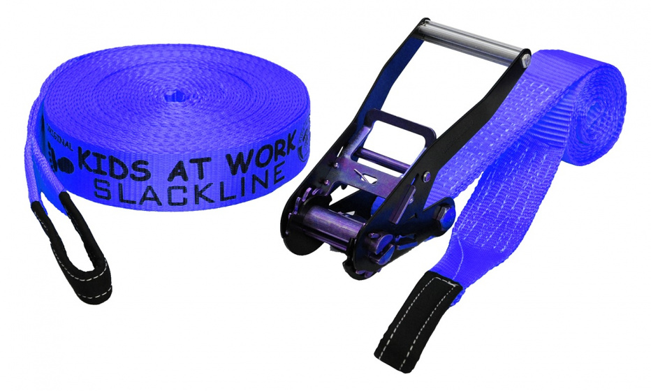 Kids At Work slackline 17,5 meter polyester blauw