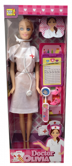 Kids Fun tienerpop doctor olivia 28 cm blond 5 delig