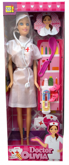 Kids Fun tienerpop doctor olivia 28 cm brunette 5 delig