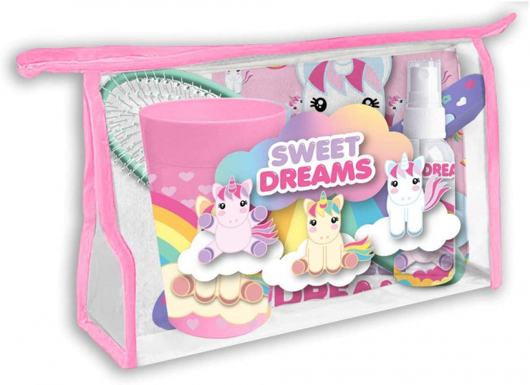 Sweet Dreams toilettas eenhoorn meisjes 23 x 15 cm roze 6 delig