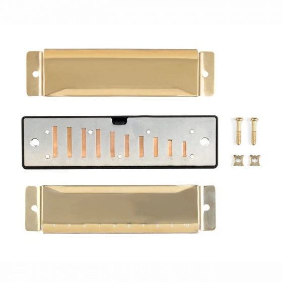 Kikkerland bouwpakket mondharmonica 10,5 x 2,8 cm rvs goud