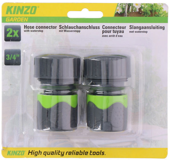 Kinzo slangaansluiting 4,2 x 6,5 cm ABS grijs/groen 2 delig Kinzo slangaansluiting 4,2 x 6,5 cm ABS grijs/groen 2 delig