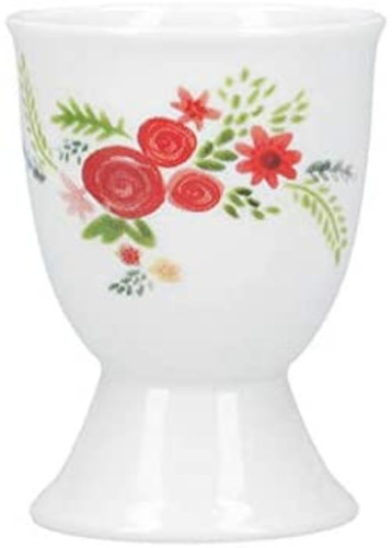 KitchenCraft pohár na vajíčka kvety 12 x 17 x 22 cm porcelánová biela