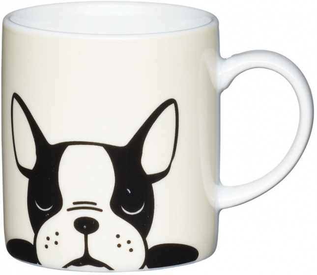 KitchenCraft šálka na espresso Bulldog 80 ml porcelánová biela/čierna
