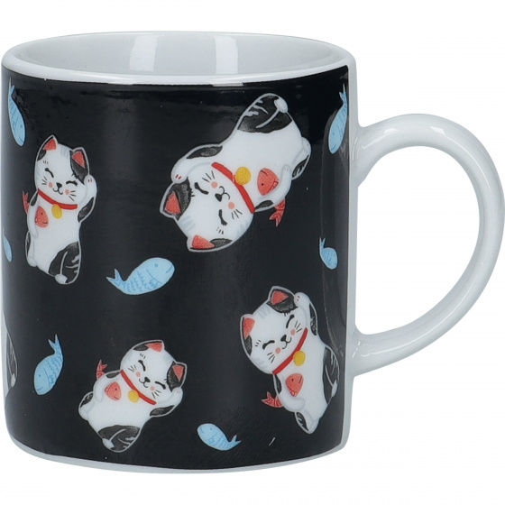 KitchenCraft šálka na espresso Lucky Cat 80 ml porcelánový čierny