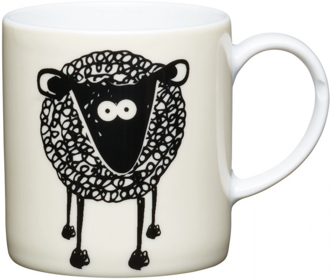 KitchenCraft šálka na espresso ovčia 80 ml porcelánová biela/čierna