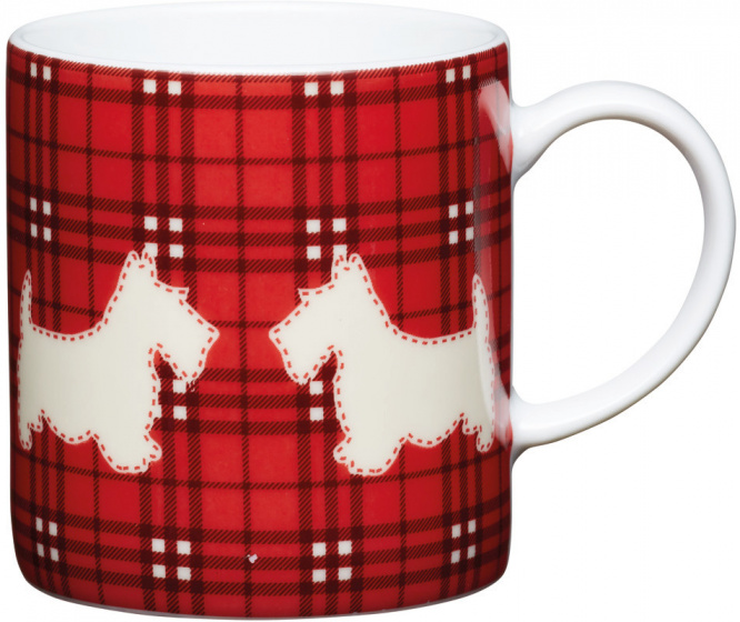 KitchenCraft šálka na espresso Scottie Dog 80 ml červený/biely porcelán