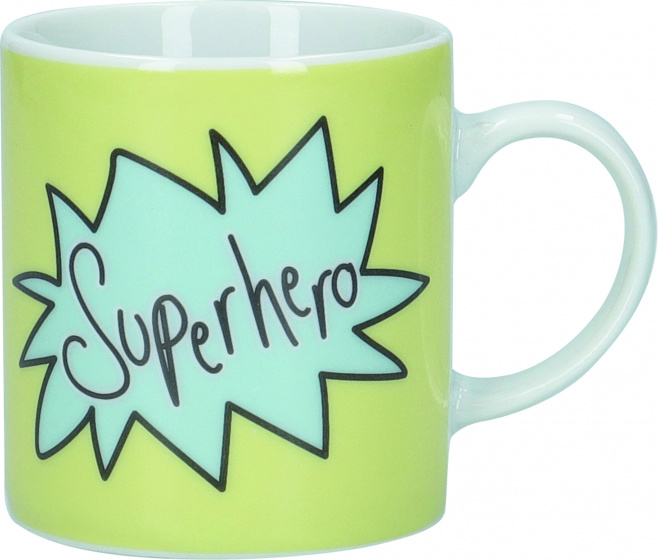 KitchenCraft šálka na espresso Super Hero 80 ml porcelánová biela/žltá
