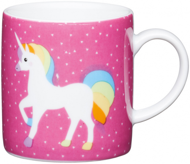 KitchenCraft šálka na espresso Unicorn 80 ml porcelán ružový/biely