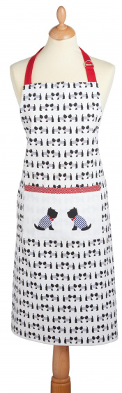 KitchenCraft kuchynská zástera Westie 90 x 70 cm bavlnená biela/sivá