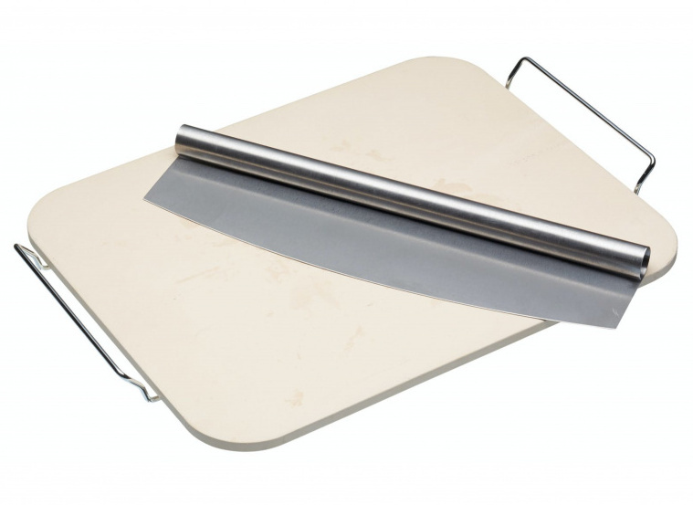 KitchenCraft kameň na pizzu 37,5 cm x 30 cm keramický béžový 2-diel