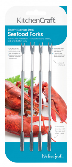 KitchenCraft vidlička na morské plody 10 cm nerezová strieborná 4 kusy