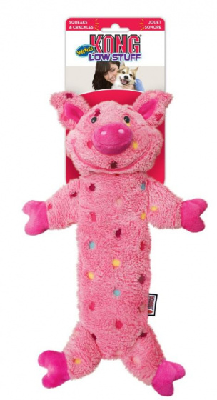 Kong Hračka pre psa Low Stuff Speckles Pig Ply pink