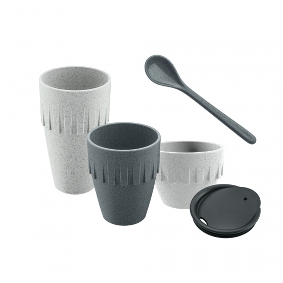 Koziol hrnčeky na kávu My Coffee Connect 15,5 cm sivý 5-dielny