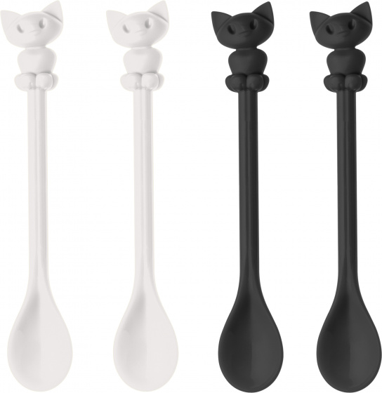 Koziol lyžice Miaou 16 cm čierno/biele 4 kusy