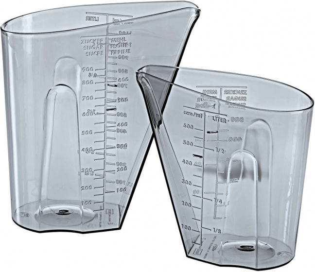 Koziol maatbekerset Dosis 0,5/1 liter transparant/grijs 2 delig Koziol maatbekerset Dosis 0,5/1 liter transparant/grijs 2 delig