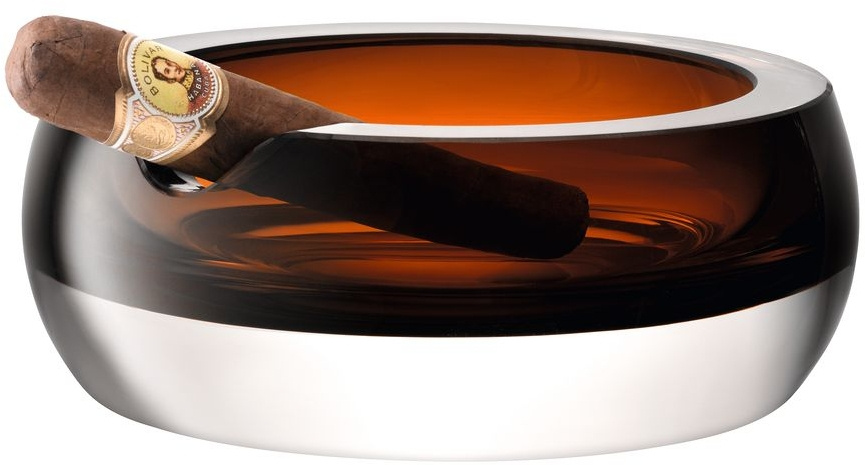 L.S.A. popolník na cigary Whisky Club 17 cm sklo hnedá/biela