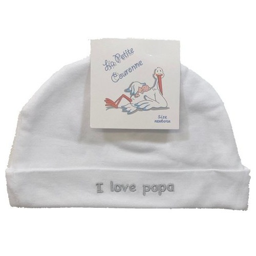 La Petite Couronne mutsje I love papa wit maat 56 La Petite Couronne mutsje I love papa wit maat 56