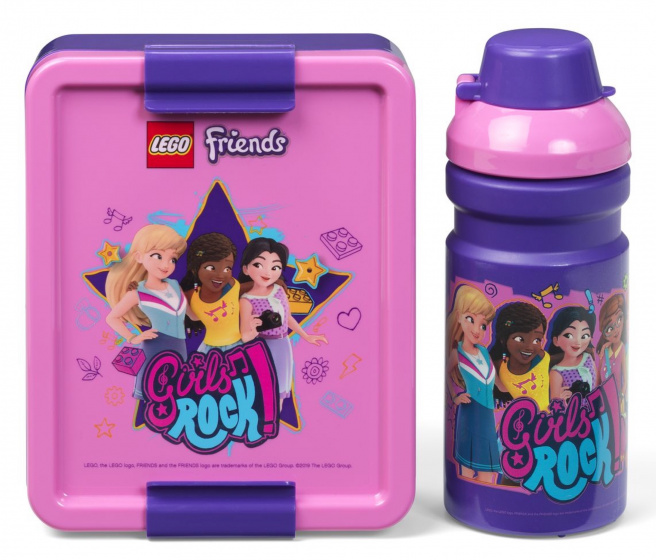 LEGO lunchset friends meisjes 17 x 13,5 cm pp roze/paars 2 delig
