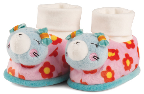 rattle slippers cat junior pink/light blue one-size