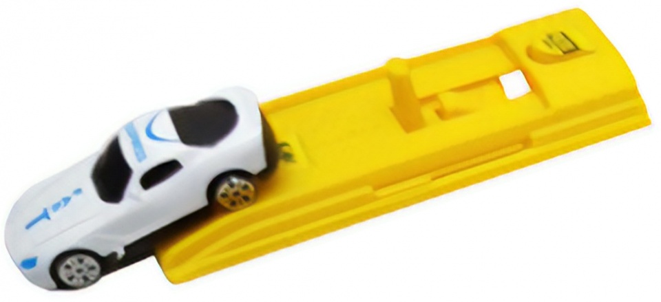 car with starter yellow/white 12.5 cm