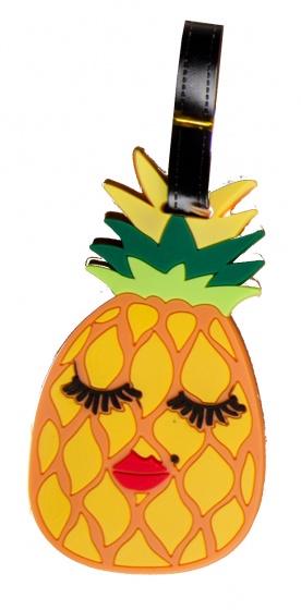 luggage label pineapple 18 x 8 cm yellow