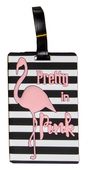 luggage label flamingo 18 x 8 cm pink
