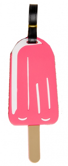 luggage label ice cream 18 x 8 cm pink