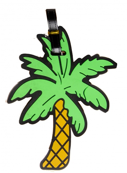 luggage label palm tree 18 x 8 cm green