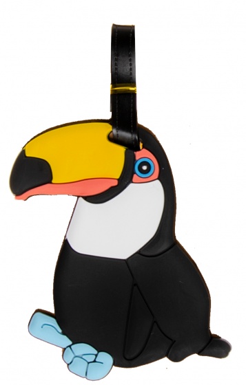 luggage label toucan 18 x 8 cm black/yellow
