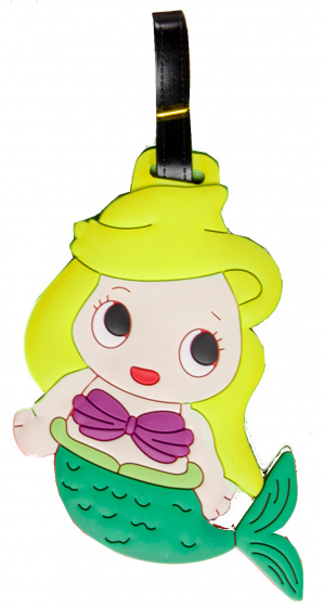 luggage label mermaid 18 x 8 cm yellow
